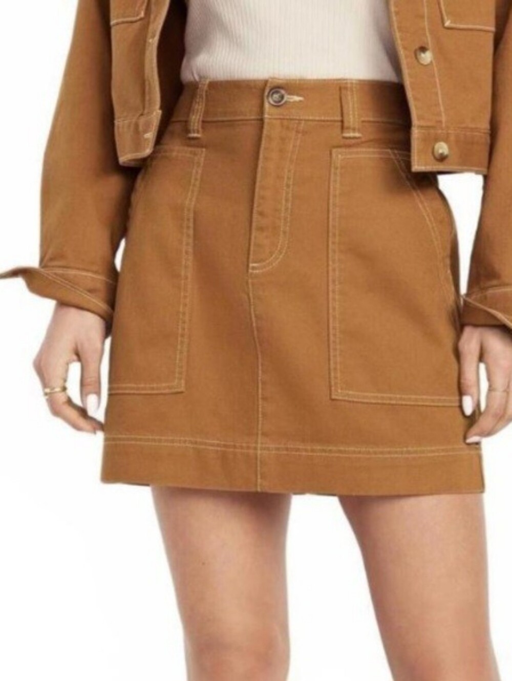 Old Navy Camel Brown Cotton Patch-Pocket Mini Skirt NWT Size 6